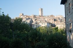 Vista e panorama del borgo antico di San Casciano dei Bagni, famosa per le sue terme in Toscana