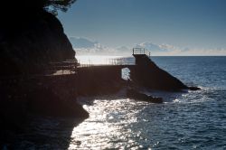 Zoagli, Genova: panorama della scogliera pedonale e del mar Ligure al calar del sole. Da qui si può ammirare uno dei più pittoreschi paesaggi naturali offerti dal borgo ligure.
 ...