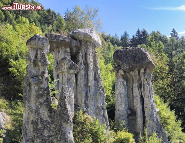 Immagine Le Piramidi di Postalesio, sono delle forme di erosione simili ai camini delle fate della Cappadocia. Ci troviamo nella Valtellina, nel nord della Lombardia - © Fulcanelli / Shutterstock.com