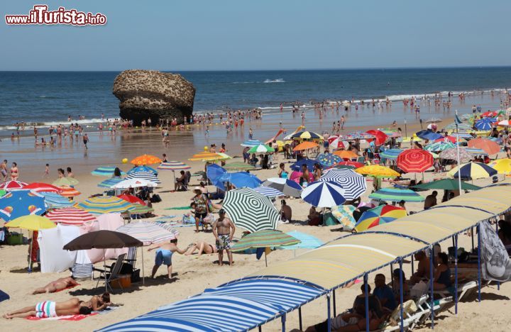 Immagine Playa de Matalascanas nei dintorni di Cadice, Andalusia, Spagna. Turisti affollano nei mesi estivi questo tratto di litorale sabbioso affacciato su acque limpide e cristalline - © 196667747 / Shutterstock.com