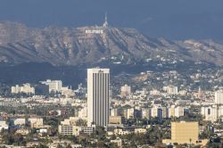 Vista aerea di Hollywood, la città e la ...