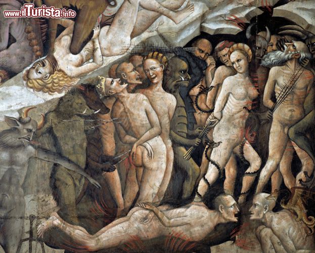 Immagine Un dettaglio dell'affresco di Giovanni da Modena che raffigura l'Inferno dantesco - © www.poderesantapia.com  - Wikimedia Commons