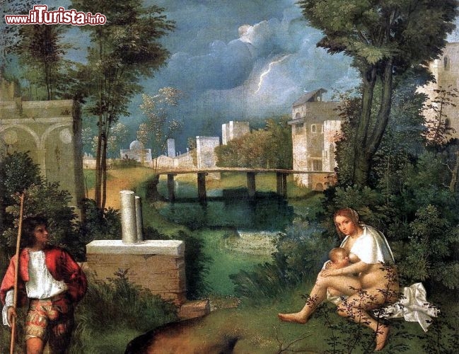 Immagine Uno dei capolavori dell'arte rinascimentale: la Tempesta di Giorgione è esposta alle Gallerie dell'Accademia di Venezia. E' considerato uno dei primi esempi al mondo di pittura del paesaggio - © Florian Heine - Wikimedia Commons.