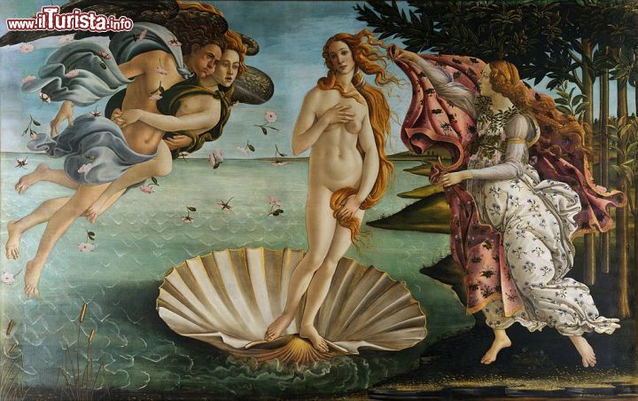 Immagine La Venere del Botticelli uno dei capolavori della Galleria degli Uffizi (Firenze) - Una delle più belle opere d'arte che siano mai state realizzate nel panorama artistico. Si tratta della Venere del Botticelli, dipinto ricco di allegorie e che porta una firma conosciuta in tutto il mondo. Moltissimi i turisti che si recano alla Galleria degli Uffizi anche per quest'opera.