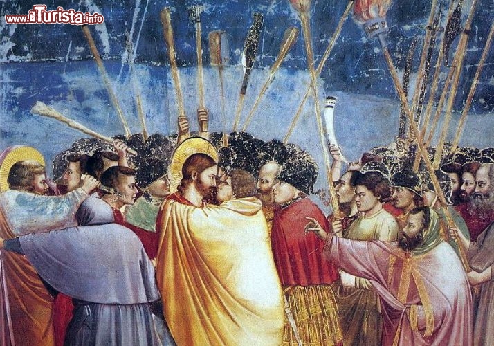 Immagine Il Bacio di Giuda, l'affresco di Giotto si trova nella Cappella degli Scrovegni a Padova - © Wikimedia Commons.