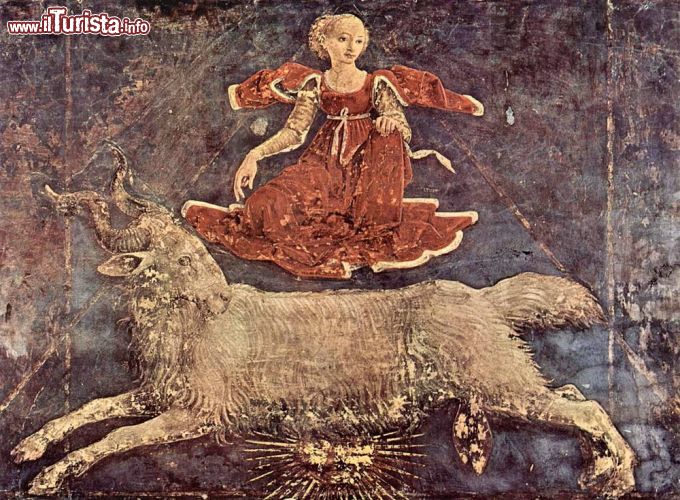 Immagine Il Ciclo dei Mesi: Francesco del Cossa è l'autore di questo disegno che raffigura il segno zodiacale dell'Ariete a Palazzo Schifanoia, Ferrara 