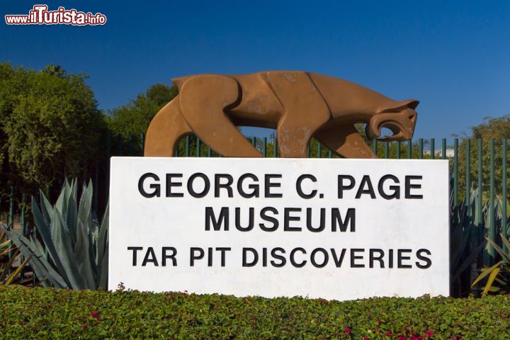 Immagine Una tigre dai denti a sciabola per pubblicizzare Il museo George C. Page a La Brea Tar Pits, una delle attrazioni di Los Angeles (California) - © Ken Wolter / Shutterstock.com
