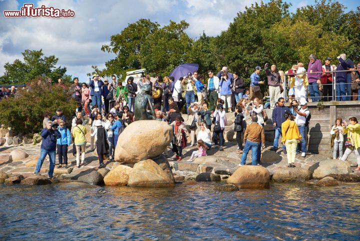 Immagine L'assedio dei turisti alla statua della Sirenetta di Copenaghen- © Serg Zastavkin / Shutterstock.com