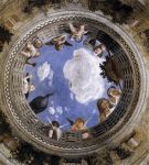 Il soffitto affrescato dal mantegna della Camera Picta del Castello di San Giorgio di Mantova