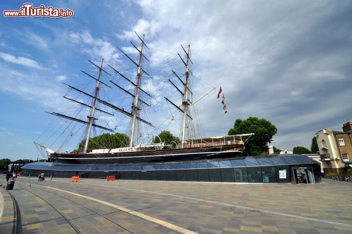 Immagine Vista panoramica del veliero Cutty Sark, trasformato in un museo a Greenwich, a sud del Tamigi a Londra