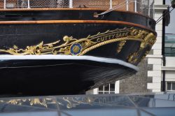 La decorata Poppa del Cutty Sark, la nave museo che si puà visitare a Greenwich (a Londra)