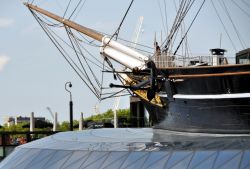 Prua del veliero Cutty Sark, oggi museo sulle banchine del Tamigi a Greenwich (Londra)