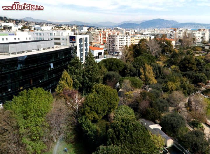 Immagine Panorama di Nizza con in primo piano il giardino del Parc Phoenix