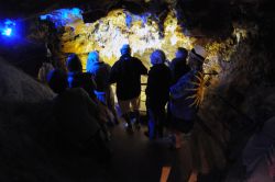 Il punto visitabile più profondo della grotta si trova a 40 metri nel sottosuolo dove il pubblico può ammirare una voragine a cui ci si affaccia da una balconata panoramica. Lo ...
