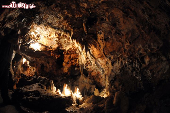 Immagine A scoprire l'ingresso delle grotte di Saint-Cezaire-sur-Siagne fu, nel 1890, Léon Dozol, un agricoltore francese che, per puro caso, spostando un grande macigno in un suo campo si accorse che questo nascondeva una profonda cavità. Solo quando si rese conto che pur gettandovi all'interno terriccio e arbusti questa non si riempiva decise di esplorarla. La scoperta, decisamente inaspettata, portò all'individuazione di una grotta di calcare formatasi probabilmente 6 milioni di anni prima. Messa in sicurezza, la grotta venne aperta al pubblco nel 1900 diventando ben presto una delle principali attrazioni turistiche di quell'epoca - © Sonja Vietto Ramus