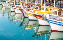 Le barche dei pescatori ormeggiate sulle banchine di Fisherman s Wharf a San Francisco - © View Apart / Shutterstock.com