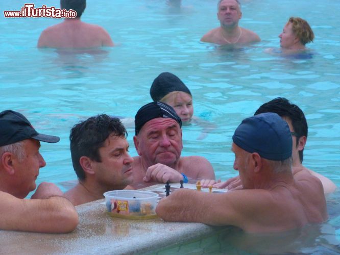 Immagine Un gruppo di locali gioca  a scacchi nella piscina delle terme di Szechenyi