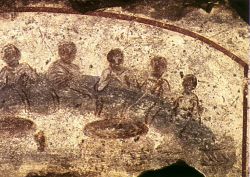 Affresco all'interno delle Catacombe di San Callisto a Roma - © Wikimedia Commons.