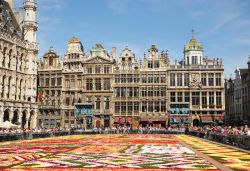 Gli edifici eleganti della Grand Place fanno da straordinaria cornice al Flower Carpet di Bruxelles - © skyfish / Shutterstock.com 