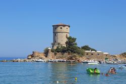 Bagnanti alla spiaggia del Campese, la più grande dell' Isola del Giglio si trova sulla costa occidentale - © trotalo / Shutterstock.com 