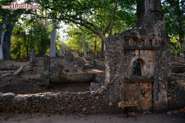 Immagine Rovine di Gede, la tomba a pilastri: sono diverse le tombe che si possono vedere durante la visita alle rovin dell'antica citta Swahili nei pressi di Watamu.