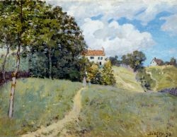 Alfred Sisley, Paysage avec maisons: l'opera si trova nel  Museo di arte moderna e contemporanea di Strasburgo