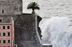 Mareggiata sulle rocce del forte di Camogli in Liguria  - © Luisa Puccini / Shutterstock.com