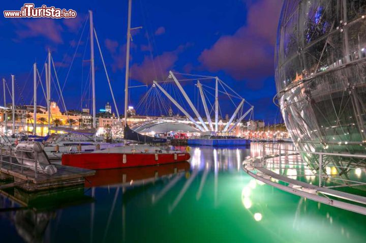 Immagine Il porto di Genova fotografato in notturna dall pontile dell'Acquario di Genova - © Davide Scio / Shutterstock.com