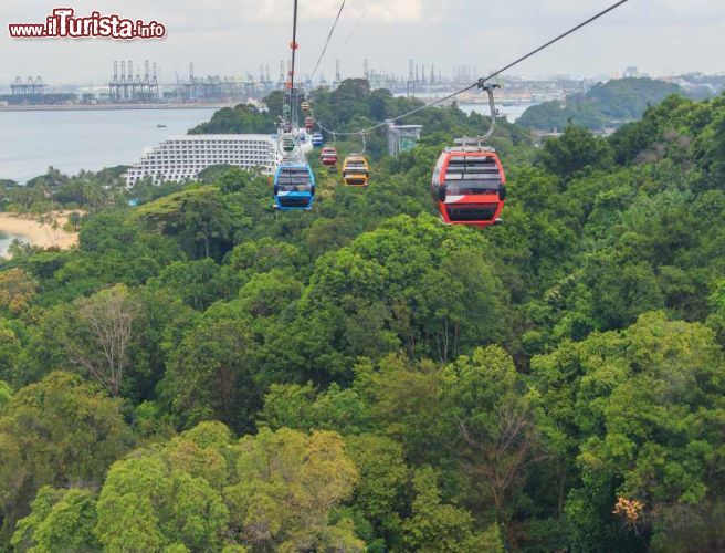 Immagine La telecabina su mare che collega Singapore con la verde isola di Singapore - © nattanan726 / Shutterstock.com