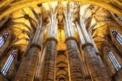 Il vasto interno della chiesa di Santa Maria del Mar a Barcellona - © Paolo Gallo / Shutterstock.com