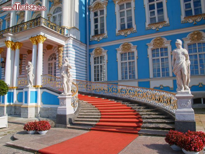 Immagine Particolare del Palazzo di Caterina a Pushkin, Russia. Situato a 25 km da San Pietroburgo, questo lussuoso e imponente palazzo deve il suo nome dall'imperatrice Caterina I che ne volle la costruzione a partire dal 1717 - © Karol Kozlowski / Shutterstock.com