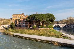Dotata di un forma a prua di nave l'Isola Tiberina a Roma è l'unica isola urbana del fiume Tevere - © Bucchi Francesco / Shutterstock.com
