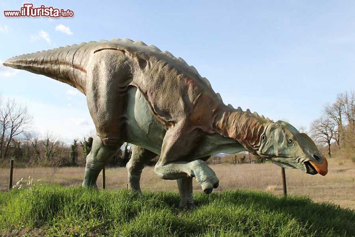 Immagine Una riproduzione del DInosauro Antonio, una scoperta italiana, un varietà di Adrosauro come potete ammirare al Parco dei Dinosauri di Matelica - © www.lepietredeldrago.it