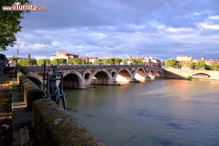 Immagine Il Pont Neuf di Tolosa (Francia) visto da Cours Dillon, sulla sponda sinistra del fiume, che sovrasta il parco Prairie des Filtres.