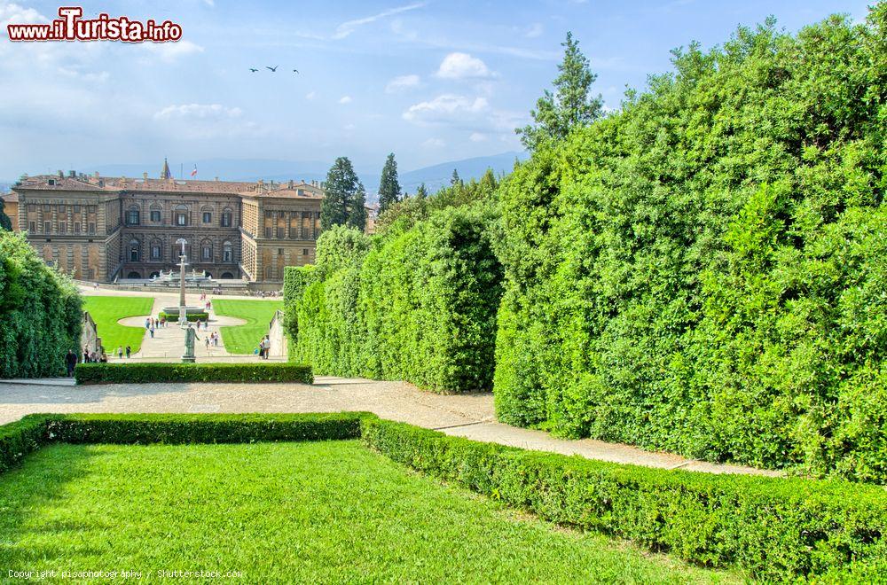Immagine Turisti in visita al giardino di Boboli di Firenze in una giornata di sole, Italia. Si tratta di uno dei più celebri lavori di arte paesaggistica del XVI° secolo - © pisaphotography / Shutterstock.com