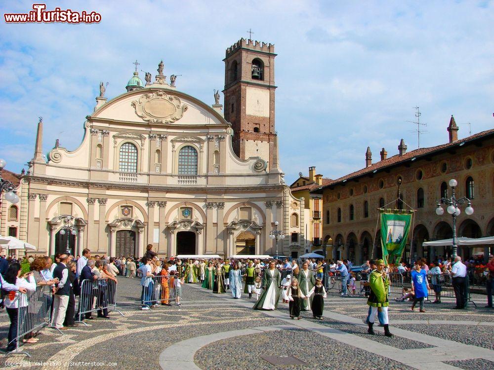 Immagine Il duomo di Vigevano in stile barocco e con la sua forma ellittica completa il lato est della Piazza Ducale cingendola verso via Rom - © Valeria73 / Shutterstock.com