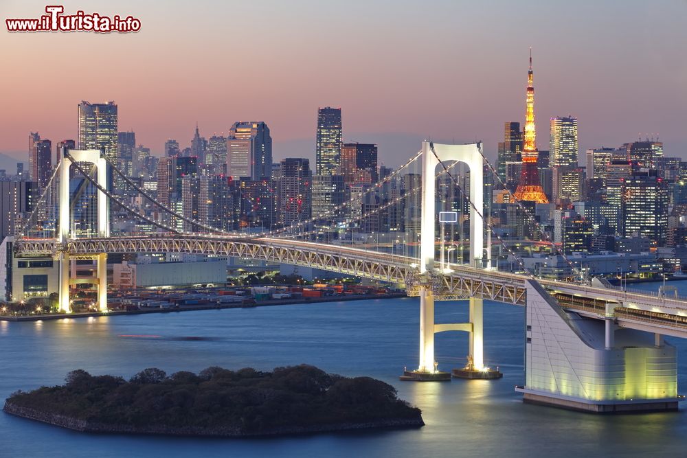 Immagine Il ponte Rainbow Bridge si collega all'sola di Odaiba di Tokyo