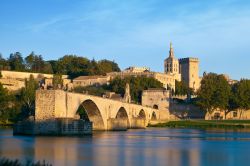 Il ponte Saint-Benezet e sullo sfondo il Palazzo dei Papi di Avignone