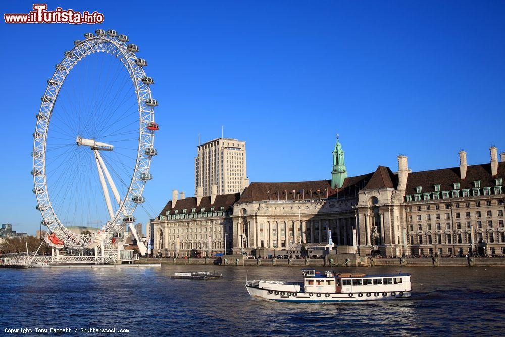 Immagine Acquario di Londra e giostra del London Eyelungo la sponda meridionale del fiume Tamigi - © Tony Baggett / Shutterstock.com