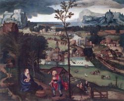 Un'opera del pittore fiammingo Joachim Patinir esposta nella Galleria Strossmayer degli Antichi Maestri di Zagabria.