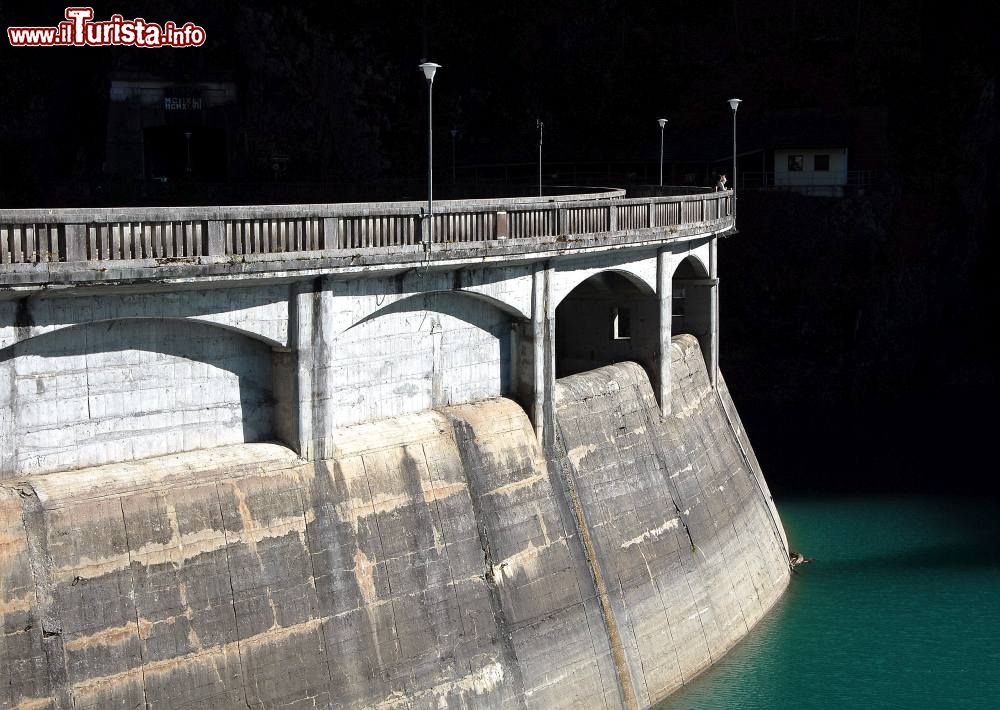 Diga di Lumiei, Friuli - La diga di Lumiei (detta anche diga di Sauris) si trova in località La Maina di Sauris, in provincia di Udine.
Alta 128 metri, è una delle più vecchie d’Italia, essendo stata costruita durante la Seconda Guerra mondiale; i lavori terminarono infatti nel 1947 con l’ausilio della manodopera forzata di prigionieri di guerra neozelandesi negli anni della guerra. L’invaso creato da questa diga a cupola ha una capacità di 73 milioni di metri cubi.
La diga si raggiunge facilmente da Ampezzo percorrendo la SP73 per Sauris. - © Johann Jaritz - CC BY-SA 3.0, Wikipedia