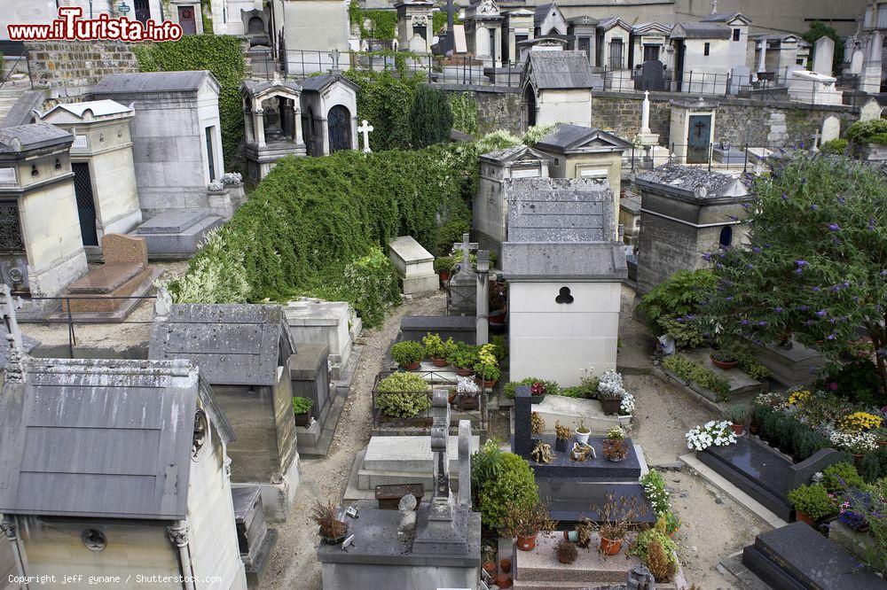 Immagine Una veduta del cimitero cittadino di Montmartre a Parigi, Francia. Inaugurato nel 1825, questo cimitero si estende per 11 ettari e accoglie sepolture di personaggi illustri - © jeff gynane / Shutterstock.com