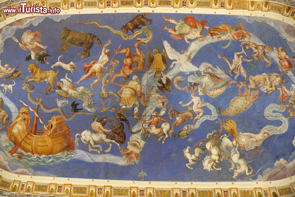 Immagine Particolare degli affreschi di Palazzo Farnese a Caprarola, Viterbo, Lazio. Il soffitto della Sala del Planisfero, che rappresenta il cielo dell'emisfero nord, è opera di un artista sconosciuto - © trotalo / Shutterstock.com