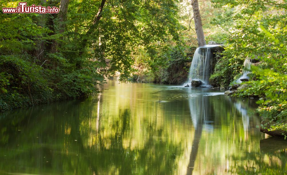 Immagine Una piccola cascata al Parco di Vincennes, Parigi, Francia. In quest'area verde, originariamente riserva di caccia utilizzata dai reali francesi, vi sono splendidi scorci naturali.