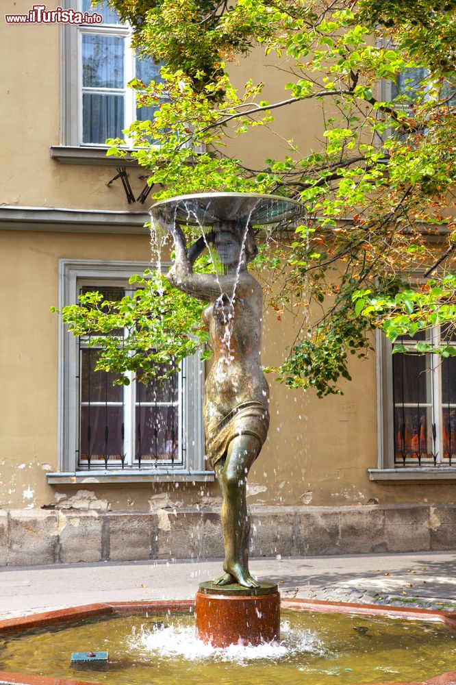 Immagine Una fontana con la statua in bronzo in Tarnok utca, nel centro di Budapest (Ungheria).