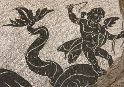 Un mosaico rinvenuto alle Terme di Caracalla in centro a Roma