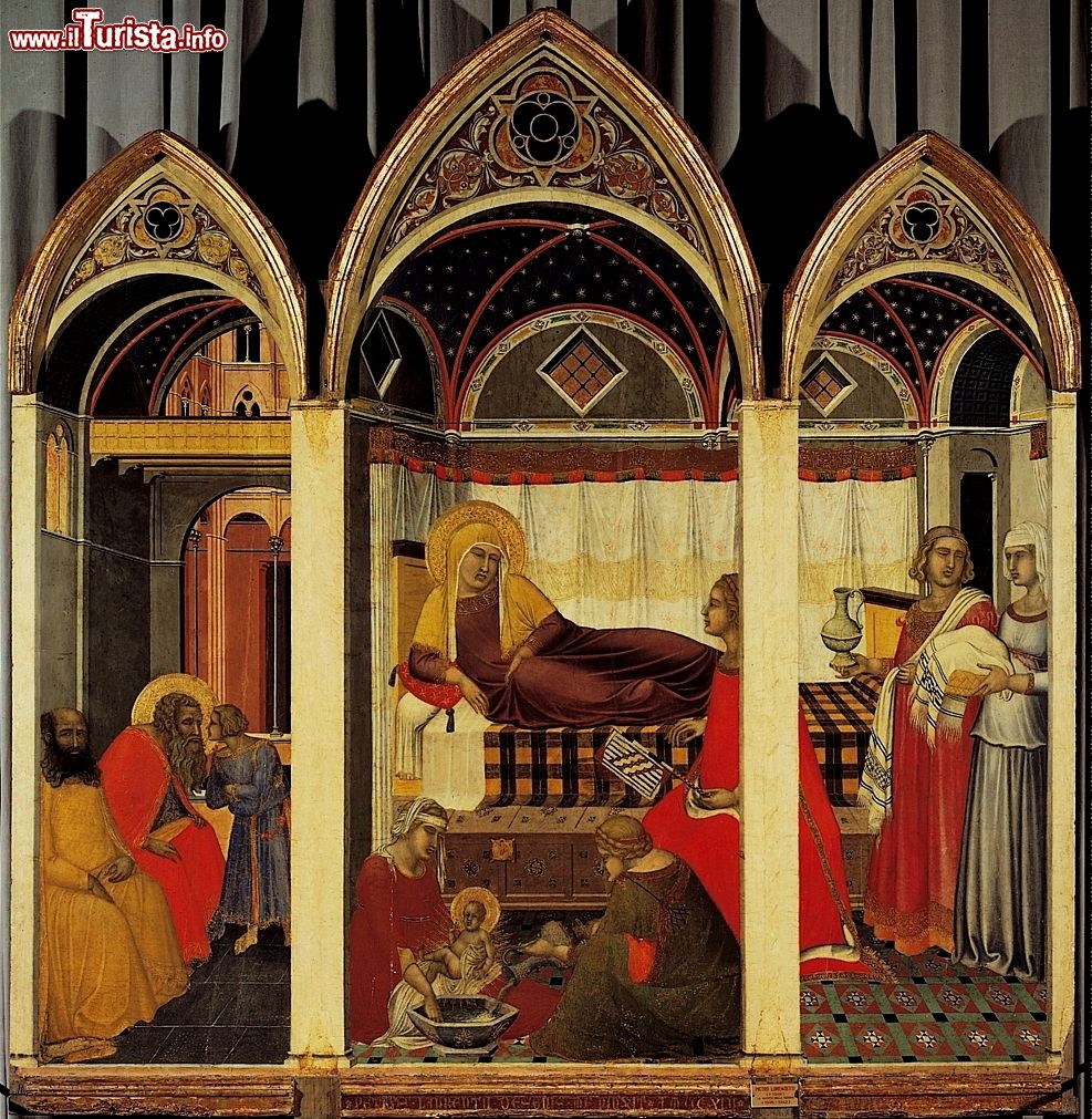 Immagine Museo dell'Opera del Duomo (Siena): la Natività della Vergine, opera realizzata a tempera su tavola dall'artista Pietro Lorenzetti nel XIV secolo.