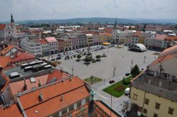 La piazza centrale di Kroměř vista ...