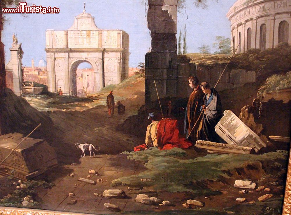 Immagine Museo Poldi Pezzoli: opera del Canaletto intitolata "Capriccio architettonico con rovine ed edifici classici" 1756 ca.