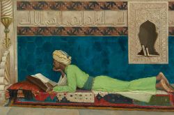 Opera di Osman Hamdi Bey: Giovane Emiro allo studio, 1878. Siamo al museo Louvre di Abu Dhabi - © Photography / www.louvreabudhabi.ae